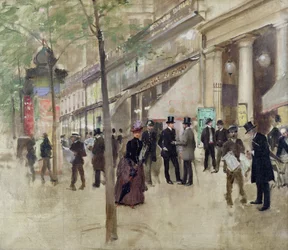 Boulevard Montmartre och Theatre des Varietes, c.1886